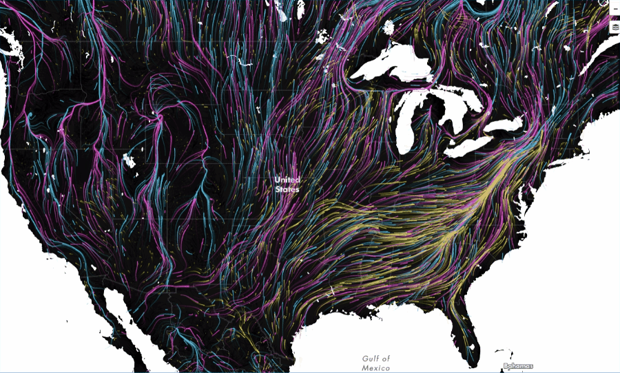 migration map animals escaping climate change - united states of america